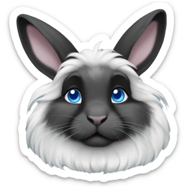 Black and white lionhead rabbit blue eyes sticker
