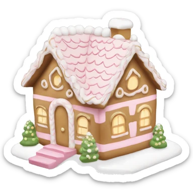 light pink and gold and white gingerbread house sticker