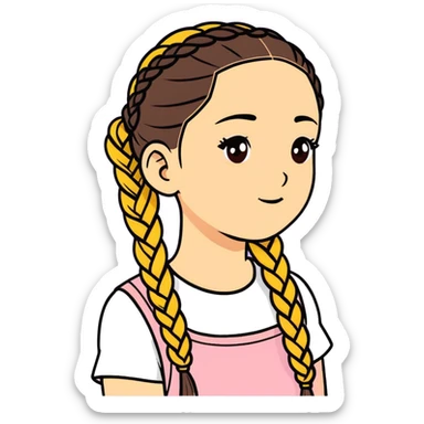 girl with braids  sticker