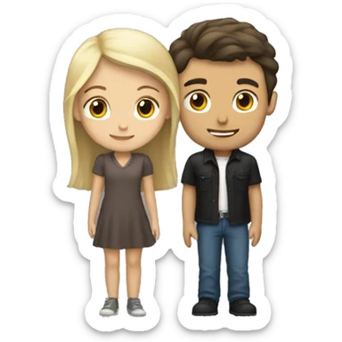 brunette girl with tall blond boy  sticker