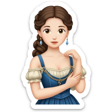 Woman in an 1800’s dress with a sling on her arm sticker