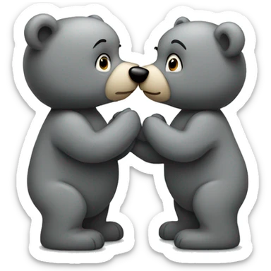 realistic-grey-bears-gives-kiss sticker