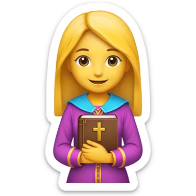 GIRL EMOJI SMILEY FACE WITH BIBLE AND COLORFUL OUTFIT sticker