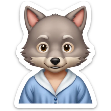 The big bad wolf put on Grandma's clothes and disguised itself as a human. sticker