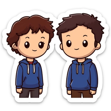 Hannah Baker with brown hair and Clay Jensen standing close together, emotional teenagers from 13 Reasons Why sticker