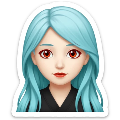 Long Cyan Haired Light Red Eyes White Skin Arabic American Girl Named Zackie Hatzune Kubota sticker