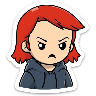 redhead girl angry face sticker