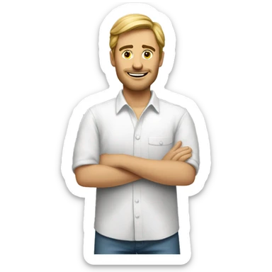 Un homme blanc qui se gratte la tempe en réfléchissant sticker