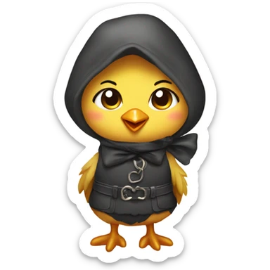 Cute girl chicken with a bow being a thief  sticker
