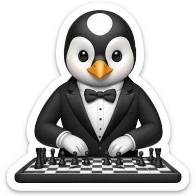 Pinguin playing chess sticker