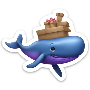 Blue whale purple happy sticker