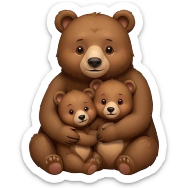 Mama, papa, and baby bear hug sticker