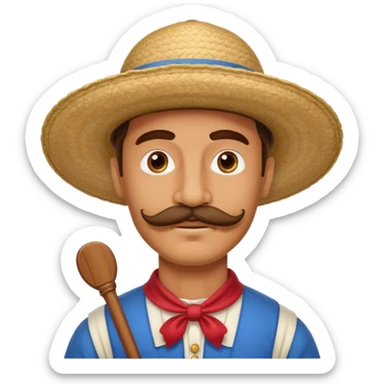 big mustache man and venice gondolier hat sticker