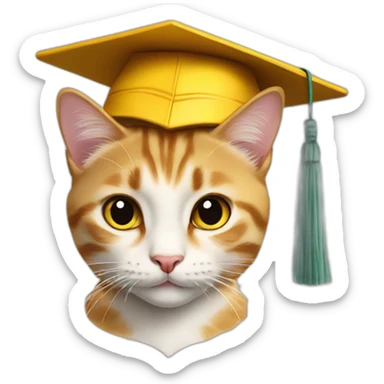 a kitty in a yellow graduation cap sticker