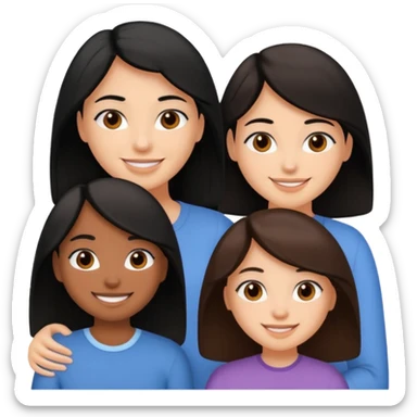 3 besties one with black hair and two with brown hair sticker