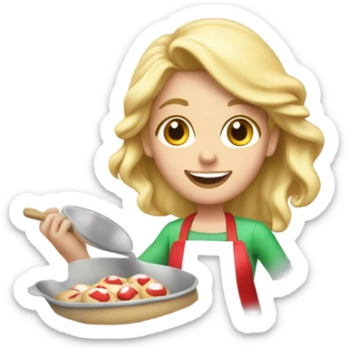 A long blonde haired girl baking Christmas cookies sticker