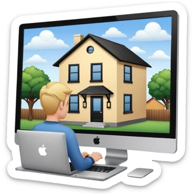 3rd emoji, but I want a blob to be inside thethat house, working in mac laptop, which is seen from window sticker