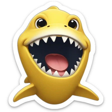 yellow shark laughing with closed mouth sticker
