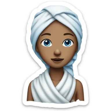 blue eyed girl with towel on her head  sticker