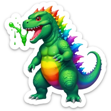 godzilla rainbow puke sticker