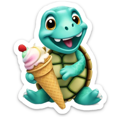 turtle eating ice cream sticker