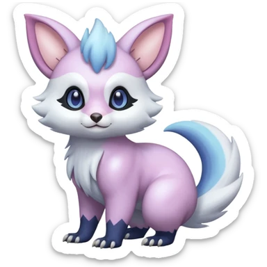Shiny Iridescent Pale Pastel Whitish Bright Furret-Absol-Noibat-Hybrid (Full body) sticker