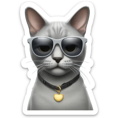 A grey Britain cat with sunglasses sticker