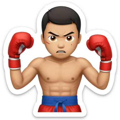 click that wong sze man face in thai boxing with angry face 20 times sticker