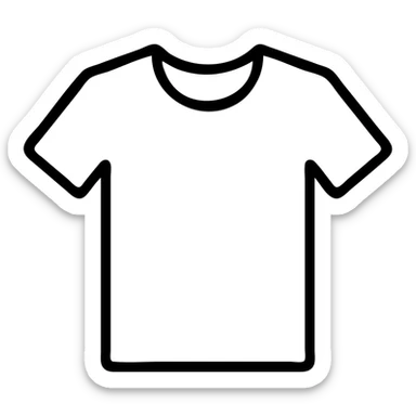 minimal icon of a white t-shirt, simple black outline, no fill sticker