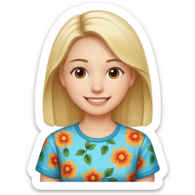 smiling girl in printed shirt sticker