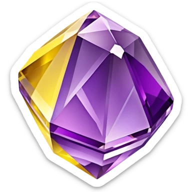 chatoyant gemstone crystal layered colors purple and yellow 3d png background sticker