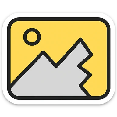 minimal broken image placeholder emoji icon style yellow and gray with a crack or broken symbol sticker
