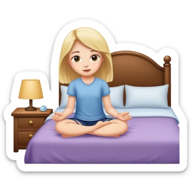 A girl just sitting on her bed sticker