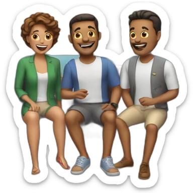 3 males, 1 female, on a cruise, having fun sticker