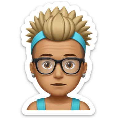 extreme mohawk person face headband glassess sticker