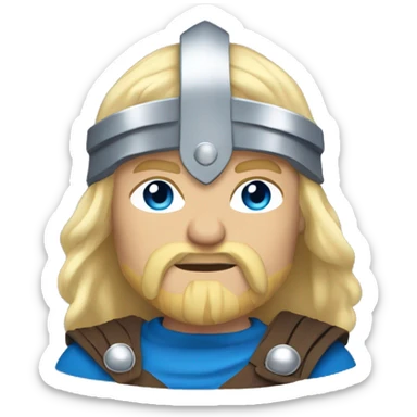 Viking, blue clothes, light blonde hair, silver helmet, blue eyes, muscular sticker