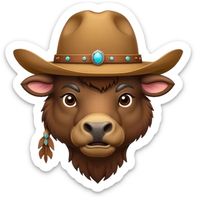 Bison wearing a cowboy hat sticker