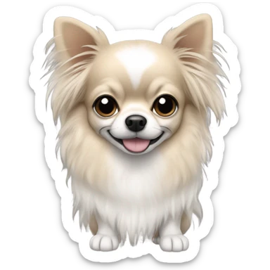 Long hair Chiwawa with black color ears and whiter color sticker
