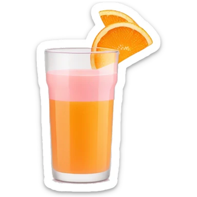 orange juice in a light pink glass sticker