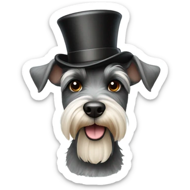 Schnauzer wearing a top hat sticker