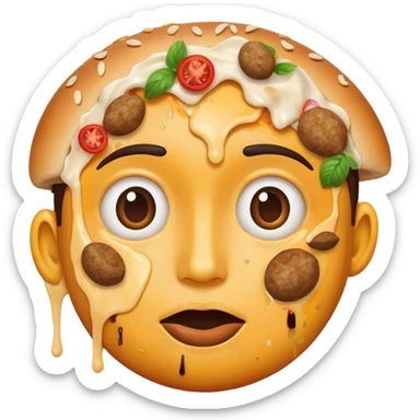face with food all over it sticker