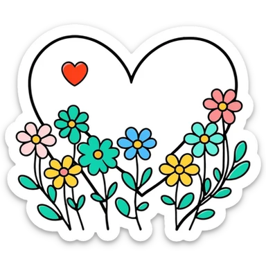 Flowers with hearts sticker