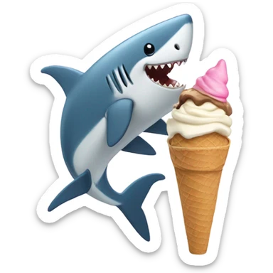 Girl with ponytail standing eating ice cream with a shark  sticker