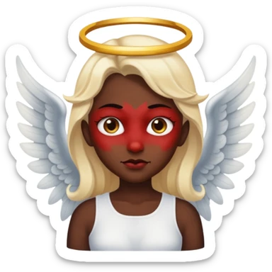 Une image qui mélange un ange et un demon sticker