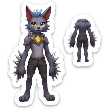 Anthro Sona Fakemon with a spiked collar Full Body sticker