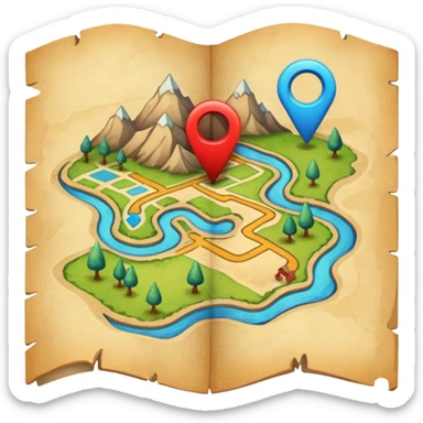 map with a marked route sticker