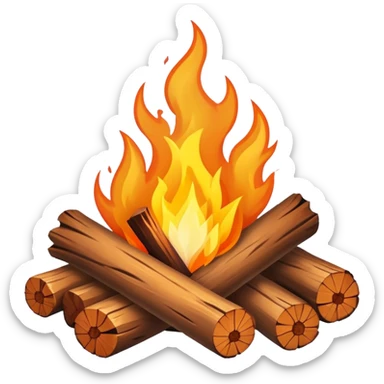 warm glowing campfire with logs and flames sticker