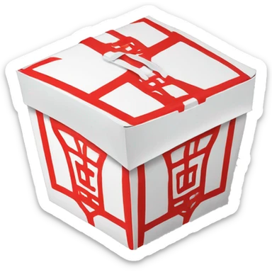 Red and white Chinese take out box sticker