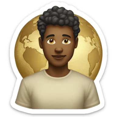 Person wearing T shirt with vintage gilded earth on it sticker