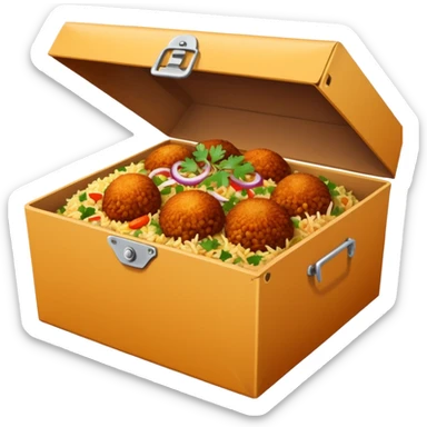 i want an emoji of biriyani in a delivery box sticker